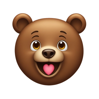 Cute smiling brown bear with heart eyes