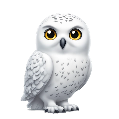 Cute white snowy owl looks curious 