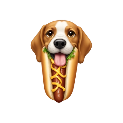 Dog eat hotdog