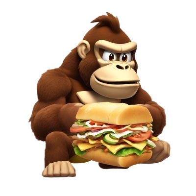 Donkey kong eating a gyro sandwich