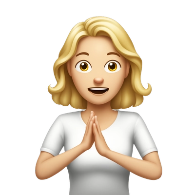 Draw an emoji of a white woman who spreads her arms in disbelief and has sugar in her palms