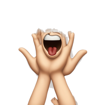 Emoji gething choked by a pare of hands

