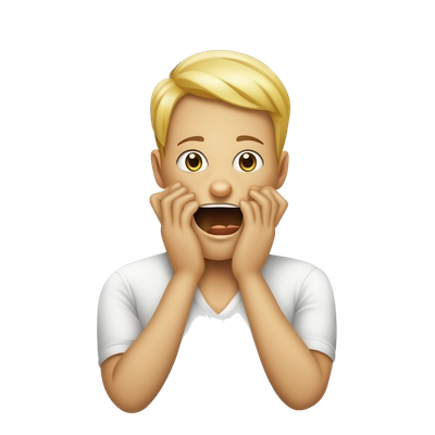 Emoji person choking itself with hand around its neck
