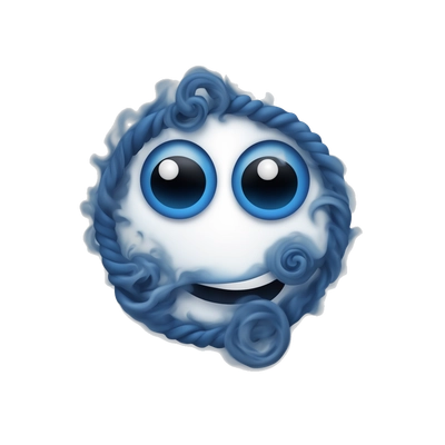 Emojis with large spirals instead of eyes, smoke also comes out of the eyes. Smiley face in dark blue
