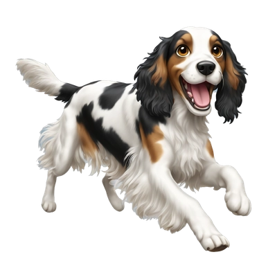 english sports dog, setter, tricolor, jumping
