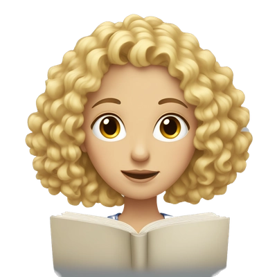 european woman with curly blond hair and book
