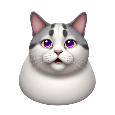 fat cat with purple eyes
