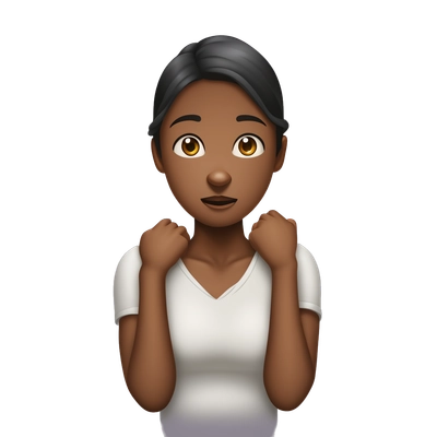 girl choking herself with two hands around her neck