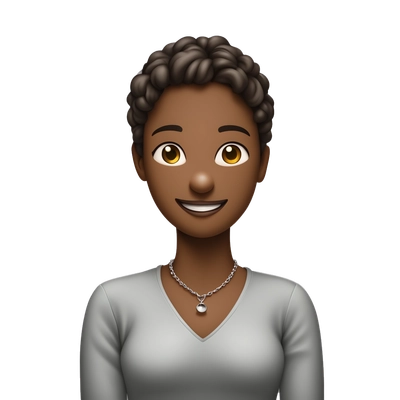 girl smiling with hands on neck 