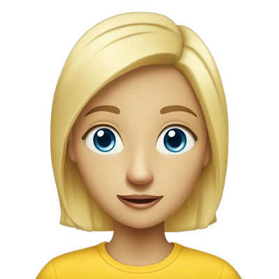Girl with blue eyes, blond hair, in a yellow T -shirt 