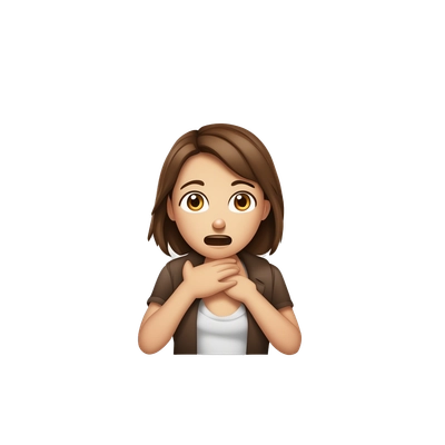Girl with brown hair choking herself