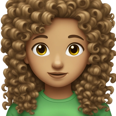 Girl with curly brown hair and green eyes 