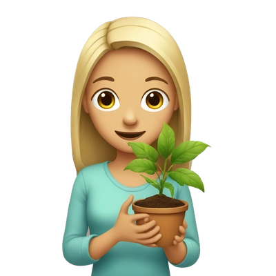 Girl with plant in hands