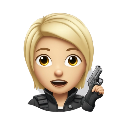 Girl with short blond hair take gun in her mouth 