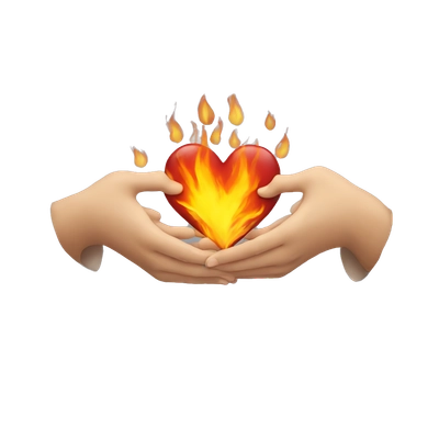 Hands that hold a burning heart