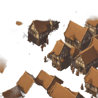 Isometric clean pixel art, medieval town center craig mullins sparth, JRPG, pixiv, muted colors, minimalism, --style raw --v 5.2