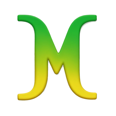 letter M one side is yellow other side is green
