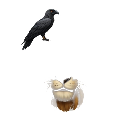 lion with crow
