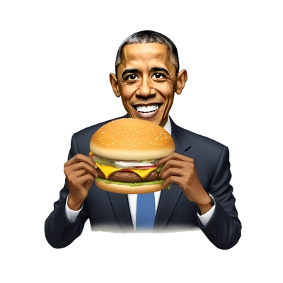 Obama eating burger