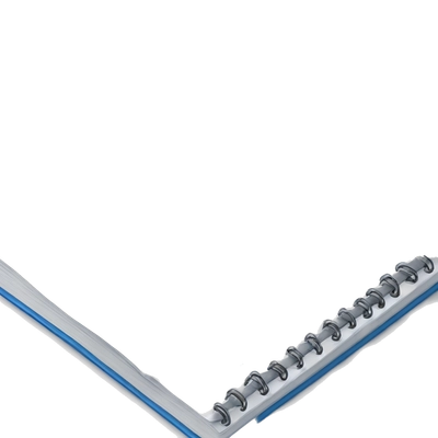 Open notebook wuth white paper and blue cover