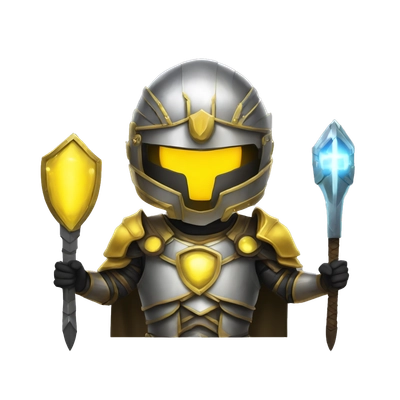 paladin in helmet with yellow lightnigs electro with armor head