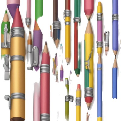 pencil case with beautiful pens and pencils