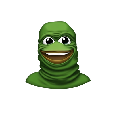 Pepe the Frog in a Balaclava is smiling