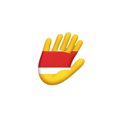 polish flag with yellow footprint in the middle
