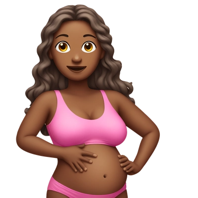 Pregnant woman wearing pink swimming suit