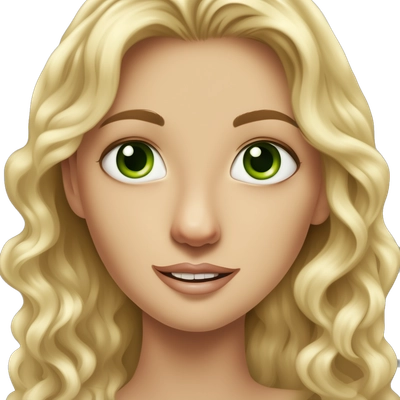 Pretty girl with wavy blonde hair and green eyes 