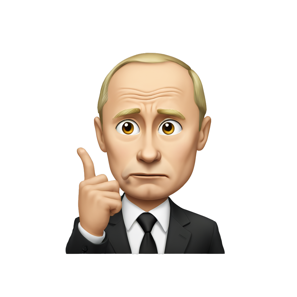 Putin showing a gesture of silence - index finger pressed against his lips