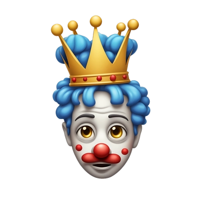 sadly clown with crown on head