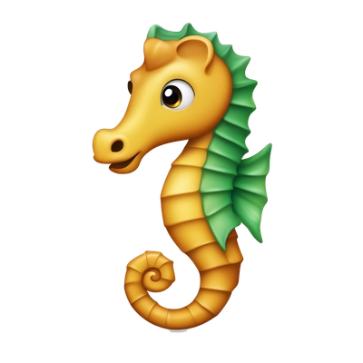 Seahorse emoji with Apple iPhone style.