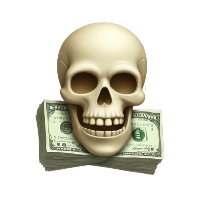 Skull with money
