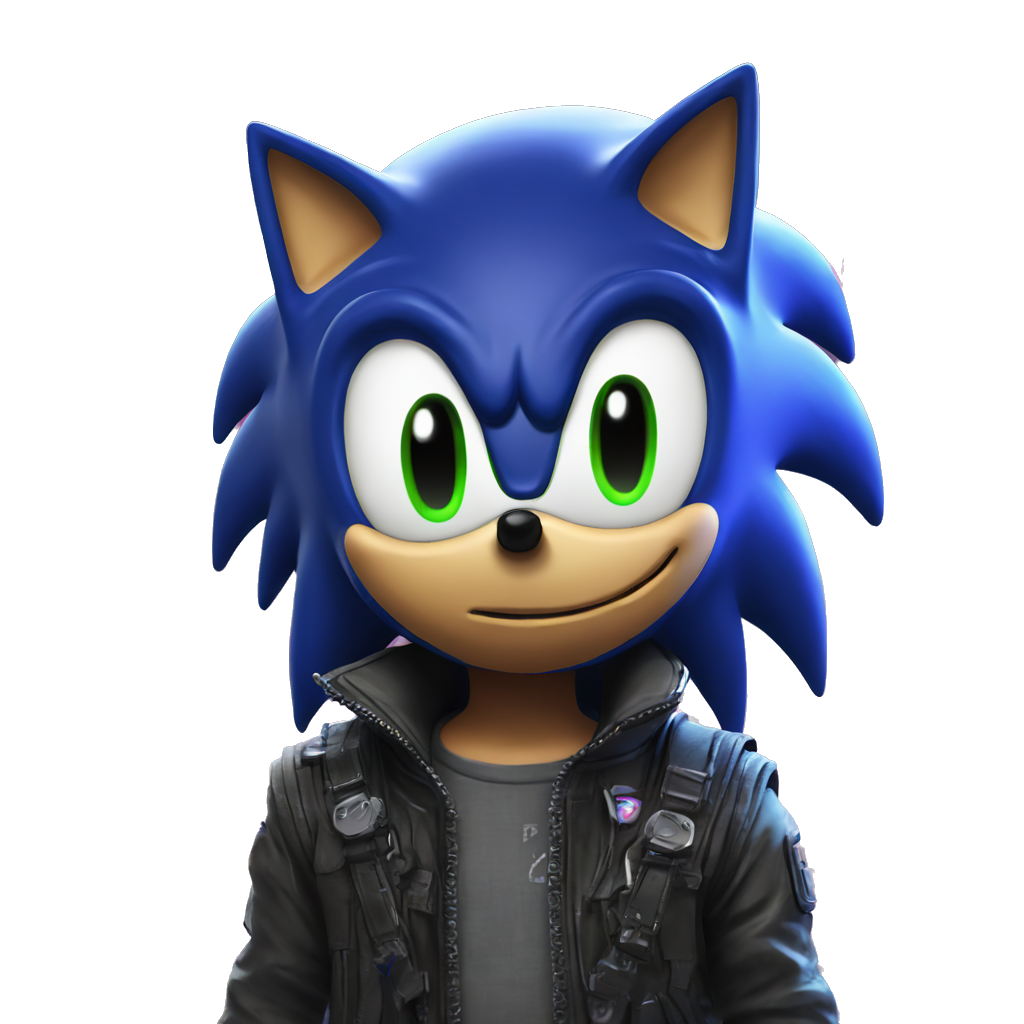 Sonic in a cyberpunk setting with neon lights
