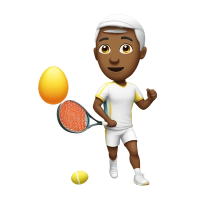 tennisplayer with an egg
