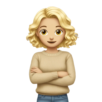 The blonde is tying a beige jumper