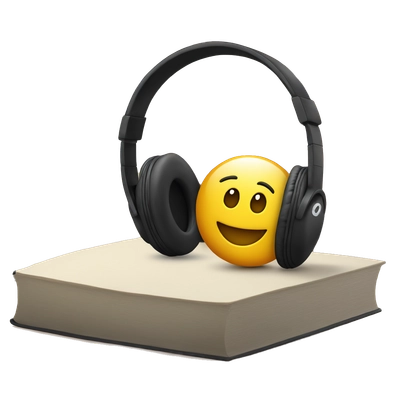 The headphones are next to the books.