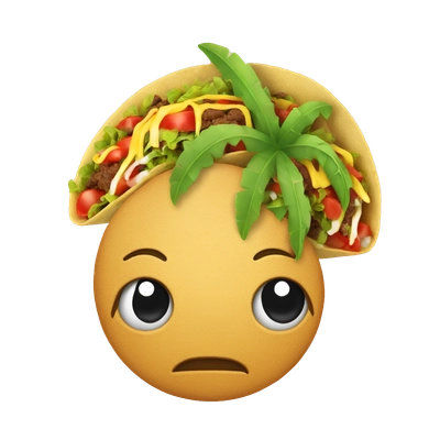 The palm holds taco