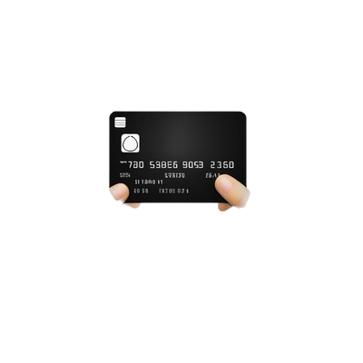 The same credit card and the hands of exchange but with the black card and an alien instead of a cat