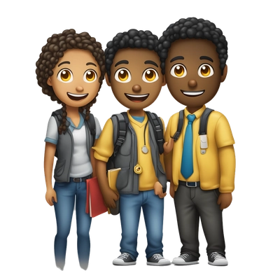 three students discussing