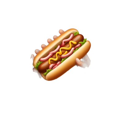 two hands holding a hot dog