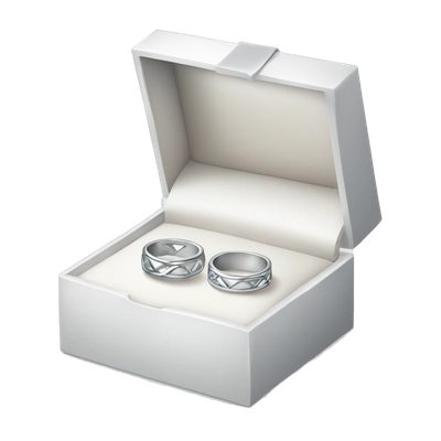 Two silver wedding rings in a white box