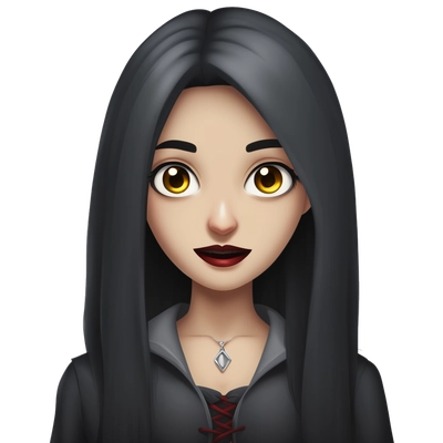 vampire girl black long hair gray eyes dark gray clothes gray background blood