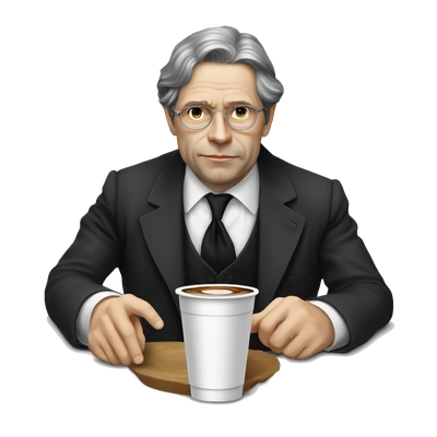 Vladimir Grigorievich Shukhov with plastic cup of coffee