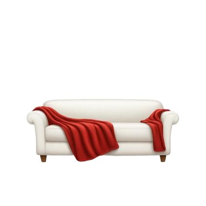 white couch with red blanket
