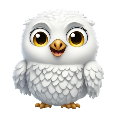 White cute polar owl laughing 