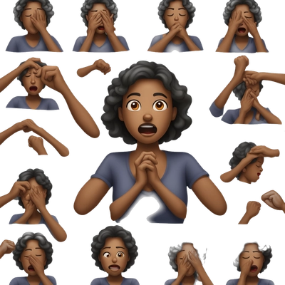 Woman choking herself with hands 