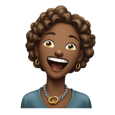 women with her hands around her neck laughing