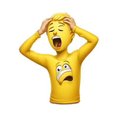 Yellow emoji guy choking self and screaming